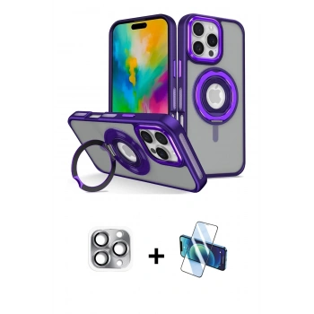 MARSİLYAN™- iPhone 16 Pro Max Kılıf Nova Minimal Serisi - Siyah 3D Antistatik Cam Ekran Koruyucu + Pers Alüminyum Kamera Lens - GI