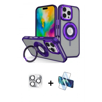 MARSİLYAN™- iPhone 16 Pro Max Kılıf Nova Minimal Serisi - Siyah 3D Antistatik Cam Ekran Koruyucu + Pers Alüminyum Kamera Lens - GS