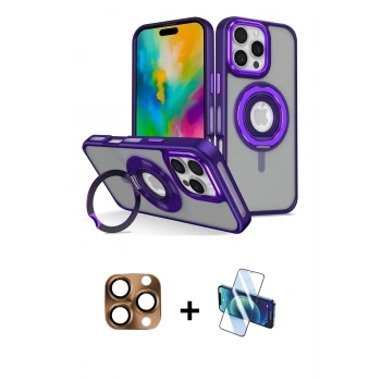 MARSİLYAN™- iPhone 16 Pro Max Kılıf Nova Minimal Serisi - Siyah 3D Antistatik Cam Ekran Koruyucu + Pers Alüminyum Kamera Lens - CLTM