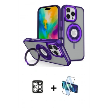 MARSİLYAN™- iPhone 16 Pro Max Kılıf Nova Minimal Serisi - Siyah 3D Antistatik Cam Ekran Koruyucu + PVD Metal Kamera Lens - GS