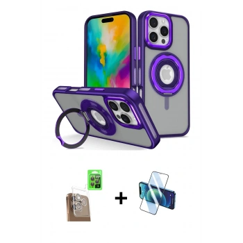 MARSİLYAN™- iPhone 16 Pro Max Kılıf Nova Minimal Serisi - Siyah 3D Antistatik Cam Ekran Koruyucu + Raze Metal Kamera Lens - CLTM