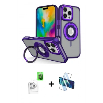 MARSİLYAN™- iPhone 16 Pro Max Kılıf Nova Minimal Serisi - Siyah 3D Antistatik Cam Ekran Koruyucu + Raze Metal Kamera Lens - BZ