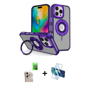 MARSİLYAN™- iPhone 16 Pro Max Kılıf Nova Minimal Serisi - Siyah 3D Antistatik Cam Ekran Koruyucu + Raze Metal Kamera Lens - NLGY