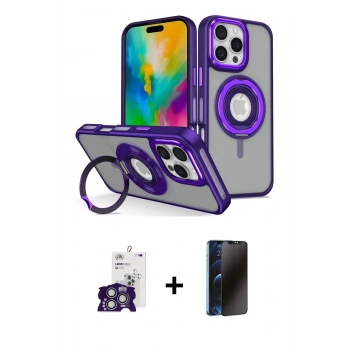 MARSİLYAN™- iPhone 16 Pro Max Kılıf Nova Minimal Serisi - Siyah 3D Antistatik Hayalet Cam Ekran Koruyucu + Bilvis Titan Kamera Lens - GS