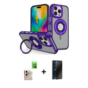 MARSİLYAN™- iPhone 16 Pro Max Kılıf Nova Minimal Serisi - Siyah 3D Antistatik Hayalet Cam Ekran Koruyucu + Raze Metal Kamera Lens - NLGY