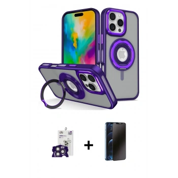 MARSİLYAN™- iPhone 16 Pro Max Kılıf Nova Minimal Serisi - Siyah 3D Antistatik Hayalet Cam Ekran Koruyucu + Bilvis Titan Kamera Lens - TMGI