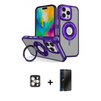 MARSİLYAN™- iPhone 16 Pro Max Kılıf Nova Minimal Serisi - Siyah 3D Antistatik Hayalet Cam Ekran Koruyucu + PVD Metal Kamera Lens - GD