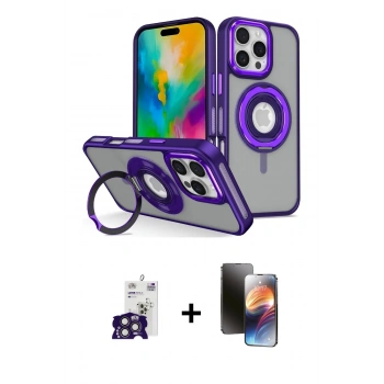 MARSİLYAN™- iPhone 16 Pro Max Kılıf Nova Minimal Serisi - Siyah 3D Antistatik Mat Seramik Nano Ekran Koruyucu + Bilvis Titan Kamera Lens - TMGI