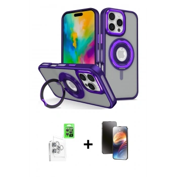 MARSİLYAN™- iPhone 16 Pro Max Kılıf Nova Minimal Serisi - Siyah 3D Antistatik Mat Seramik Nano Ekran Koruyucu + Raze Metal Kamera Lens - BZ
