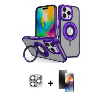 MARSİLYAN™- iPhone 16 Pro Max Kılıf Nova Minimal Serisi - Siyah 3D Antistatik Mat Seramik Nano Ekran Koruyucu + Pers Alüminyum Kamera Lens - GI