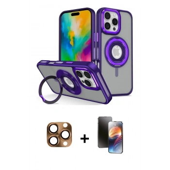 MARSİLYAN™- iPhone 16 Pro Max Kılıf Nova Minimal Serisi - Siyah 3D Antistatik Mat Seramik Nano Ekran Koruyucu + Pers Alüminyum Kamera Lens - CLTM