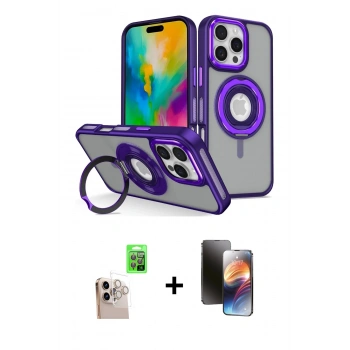 MARSİLYAN™- iPhone 16 Pro Max Kılıf Nova Minimal Serisi - Siyah 3D Antistatik Mat Seramik Nano Ekran Koruyucu + Raze Metal Kamera Lens - NLGY