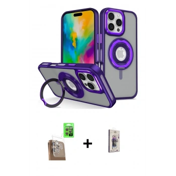 MARSİLYAN™- iPhone 16 Pro Max Kılıf Nova Minimal Serisi - Siyah Bilvis 3D Cam Ekran Koruyucu + Raze Metal Kamera Lens - CLTM