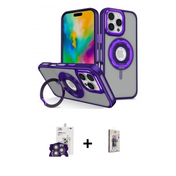 MARSİLYAN™- iPhone 16 Pro Max Kılıf Nova Minimal Serisi - Siyah Bilvis 3D Cam Ekran Koruyucu + Bilvis Titan Kamera Lens - GS