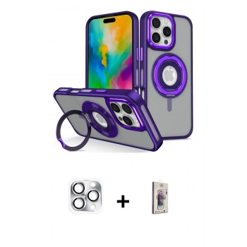 MARSİLYAN™- iPhone 16 Pro Max Kılıf Nova Minimal Serisi - Siyah Bilvis 3D Cam Ekran Koruyucu + Pers Alüminyum Kamera Lens - GS