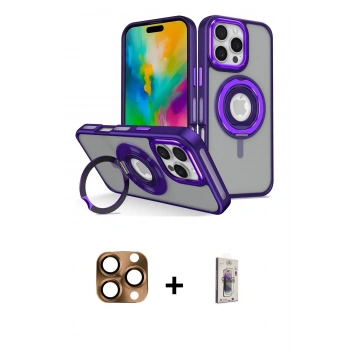 MARSİLYAN™- iPhone 16 Pro Max Kılıf Nova Minimal Serisi - Siyah Bilvis 3D Cam Ekran Koruyucu + Pers Alüminyum Kamera Lens - CLTM