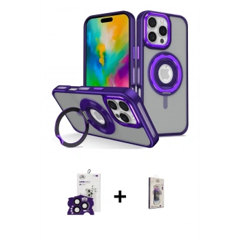 MARSİLYAN™- iPhone 16 Pro Max Kılıf Nova Minimal Serisi - Siyah Bilvis 3D Cam Ekran Koruyucu + Bilvis Titan Kamera Lens - SH