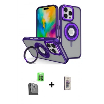 MARSİLYAN™- iPhone 16 Pro Max Kılıf Nova Minimal Serisi - Siyah Bilvis 3D Cam Ekran Koruyucu + Raze Metal Kamera Lens - SH