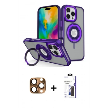 MARSİLYAN™- iPhone 16 Pro Max Kılıf Nova Minimal Serisi - Siyah Bilvis 3X AR Hayalet Cam Ekran Koruyucu + Pers Alüminyum Kamera Lens - CLTM