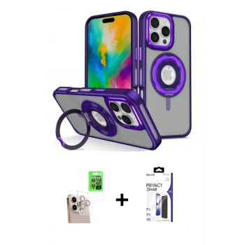 MARSİLYAN™- iPhone 16 Pro Max Kılıf Nova Minimal Serisi - Siyah Bilvis 3X AR Hayalet Cam Ekran Koruyucu + Raze Metal Kamera Lens - NLGY