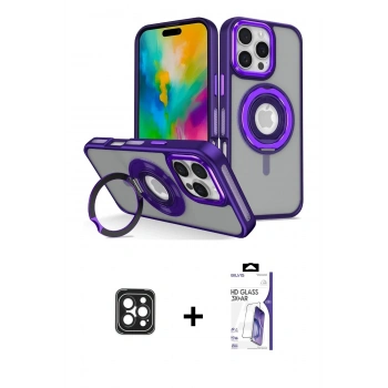 MARSİLYAN™- iPhone 16 Pro Max Kılıf Nova Minimal Serisi - Siyah Bilvis 3X AR HD Cam Ekran Koruyucu + PVD Metal Kamera Lens - SH