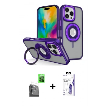 MARSİLYAN™- iPhone 16 Pro Max Kılıf Nova Minimal Serisi - Siyah Bilvis 3X AR HD Cam Ekran Koruyucu + Raze Metal Kamera Lens - SH