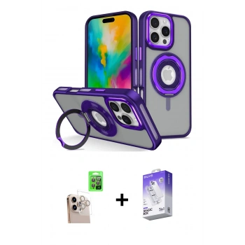 MARSİLYAN™- iPhone 16 Pro Max Kılıf Nova Minimal Serisi - Siyah Bilvis 5in1 3D Magic Cam Ekran Koruyucu + Raze Metal Kamera Lens - NLGY