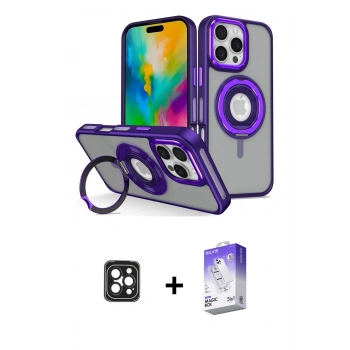 MARSİLYAN™- iPhone 16 Pro Max Kılıf Nova Minimal Serisi - Siyah Bilvis 5in1 3D Magic Cam Ekran Koruyucu + PVD Metal Kamera Lens - SH