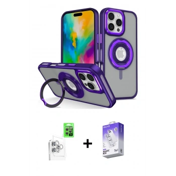 MARSİLYAN™- iPhone 16 Pro Max Kılıf Nova Minimal Serisi - Siyah Bilvis 5in1 3D Magic Cam Ekran Koruyucu + Raze Metal Kamera Lens - BZ