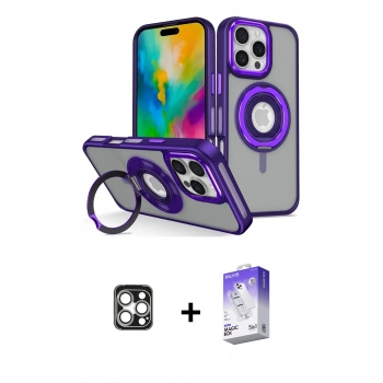 MARSİLYAN™- iPhone 16 Pro Max Kılıf Nova Minimal Serisi - Siyah Bilvis 5in1 3D Magic Cam Ekran Koruyucu + PVD Metal Kamera Lens - GS