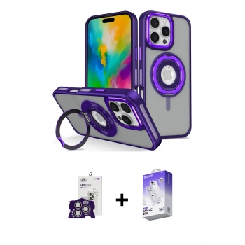 MARSİLYAN™- iPhone 16 Pro Max Kılıf Nova Minimal Serisi - Siyah Bilvis 5in1 3D Magic Cam Ekran Koruyucu + Bilvis Titan Kamera Lens - GS