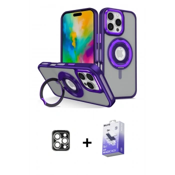 MARSİLYAN™- iPhone 16 Pro Max Kılıf Nova Minimal Serisi - Siyah Bilvis 5in1 5D Magic Hayalet Cam Ekran Koruyucu + PVD Metal Kamera Lens - GS