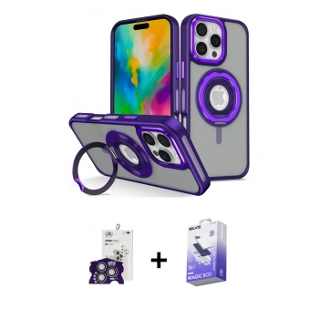 MARSİLYAN™- iPhone 16 Pro Max Kılıf Nova Minimal Serisi - Siyah Bilvis 5in1 5D Magic Hayalet Cam Ekran Koruyucu + Bilvis Titan Kamera Lens - GS