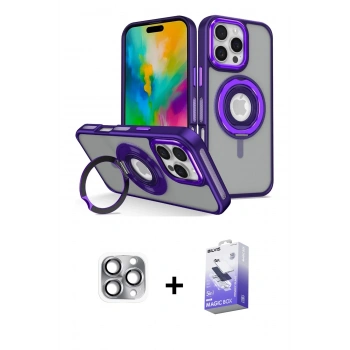 MARSİLYAN™- iPhone 16 Pro Max Kılıf Nova Minimal Serisi - Siyah Bilvis 5in1 5D Magic Hayalet Cam Ekran Koruyucu + Pers Alüminyum Kamera Lens - GI