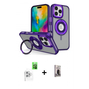 MARSİLYAN™- iPhone 16 Pro Max Kılıf Nova Minimal Serisi - Siyah Bilvis Hayalet Cam Ekran Koruyucu + Raze Metal Kamera Lens - BZ