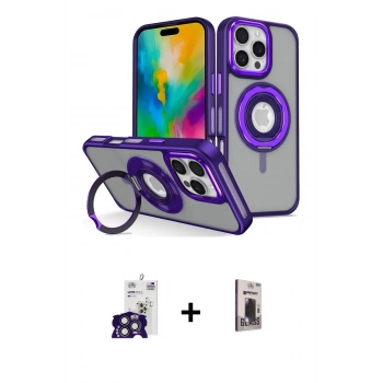 MARSİLYAN™- iPhone 16 Pro Max Kılıf Nova Minimal Serisi - Siyah Bilvis Hayalet Cam Ekran Koruyucu + Bilvis Titan Kamera Lens - TMGI