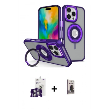 MARSİLYAN™- iPhone 16 Pro Max Kılıf Nova Minimal Serisi - Siyah Bilvis Hayalet Cam Ekran Koruyucu + Bilvis Titan Kamera Lens - GS