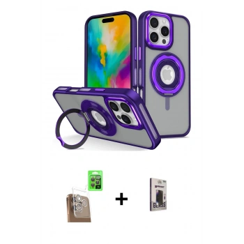 MARSİLYAN™- iPhone 16 Pro Max Kılıf Nova Minimal Serisi - Siyah Bilvis Hayalet Cam Ekran Koruyucu + Raze Metal Kamera Lens - CLTM