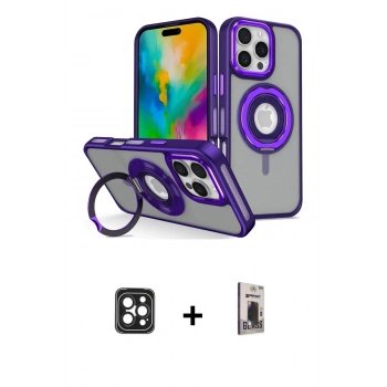 MARSİLYAN™- iPhone 16 Pro Max Kılıf Nova Minimal Serisi - Siyah Bilvis Hayalet Cam Ekran Koruyucu + PVD Metal Kamera Lens - SH