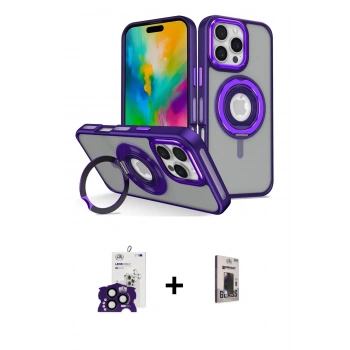 MARSİLYAN™- iPhone 16 Pro Max Kılıf Nova Minimal Serisi - Siyah Bilvis Hayalet Cam Ekran Koruyucu + Bilvis Titan Kamera Lens - SH