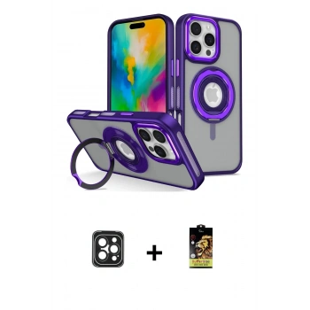 MARSİLYAN™- iPhone 16 Pro Max Kılıf Nova Minimal Serisi - Siyah Buffer Cam Ekran Koruyucu + PVD Metal Kamera Lens - SH