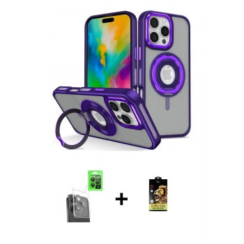 MARSİLYAN™- iPhone 16 Pro Max Kılıf Nova Minimal Serisi - Siyah Buffer Cam Ekran Koruyucu + Raze Metal Kamera Lens - SH