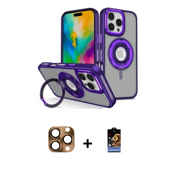 MARSİLYAN™- iPhone 16 Pro Max Kılıf Nova Minimal Serisi - Siyah Buffer Hayalet Cam Ekran Koruyucu + Pers Alüminyum Kamera Lens - CLTM
