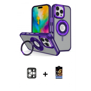 MARSİLYAN™- iPhone 16 Pro Max Kılıf Nova Minimal Serisi - Siyah Buffer Hayalet Cam Ekran Koruyucu + PVD Metal Kamera Lens - GS