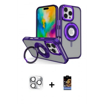 MARSİLYAN™- iPhone 16 Pro Max Kılıf Nova Minimal Serisi - Siyah Buffer Hayalet Cam Ekran Koruyucu + Pers Alüminyum Kamera Lens - GS