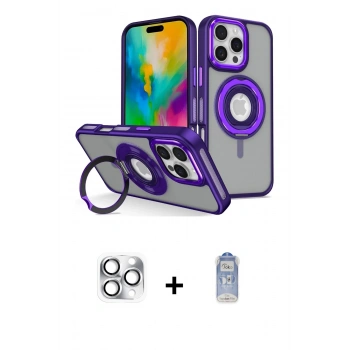 MARSİLYAN™- iPhone 16 Pro Max Kılıf Nova Minimal Serisi - Siyah Joko Magic 5D Cam + Pers Alüminyum Kamera Lens - GS
