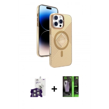 MARSİLYAN™- iPhone 16 Pro Max Kılıf Nova Modern Prime - Şeffaf 360 Full Body Arka Koruyucu + Bilvis Titan Kamera Lens - GS