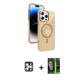 MARSİLYAN™- iPhone 16 Pro Max Kılıf Nova Modern Prime - Şeffaf 360 Full Body Arka Koruyucu + PVD Metal Kamera Lens - GS