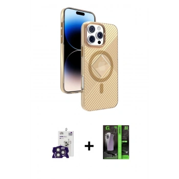 MARSİLYAN™- iPhone 16 Pro Max Kılıf Nova Modern Prime - Şeffaf 360 Full Body Arka Koruyucu + Bilvis Titan Kamera Lens - TMGI