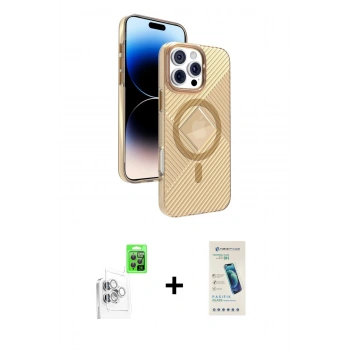 MARSİLYAN™- iPhone 16 Pro Max Kılıf Nova Modern Prime - Şeffaf Pasifik Cam Ekran Koruyucu + Raze Metal Kamera Lens - BZ